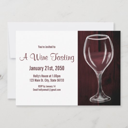 Invitation Verre à vin rouge moitié vide Aquarelle à couche c (Devant)