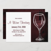 Invitation Verre à vin rouge moitié vide Aquarelle à couche c (Devant / Derrière)