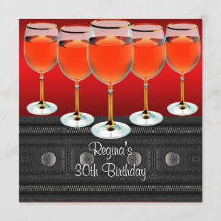 Invitation Verre à vin rouge pour 30e anniversaire