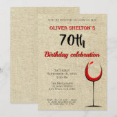 Invitation Verre à vin rouge rustique pour fête d'anniversair (Devant / Derrière)