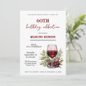 Invitation Verre à vin rustique Fête surprise pour 60 ans (Debout devant)