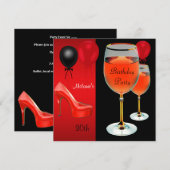 Invitation Verre à vin talons hauts chaussures rouges 30e ann (Devant / Derrière)
