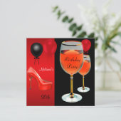 Invitation Verre à vin talons hauts chaussures rouges 30e ann (Debout devant)