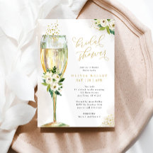 Verre Champagne Blanc & Or Fête des mariées Floral