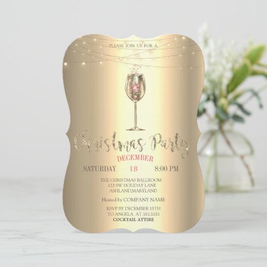 Invitation Verre Champagne d'or, Compagnie de Noël Lumière (Debout devant)