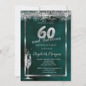 Invitation Verre Champagne Silver Confetti Vert 60e (Devant)