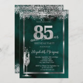 Invitation Verre Champagne Silver Confetti Vert 85e (Devant / Derrière)