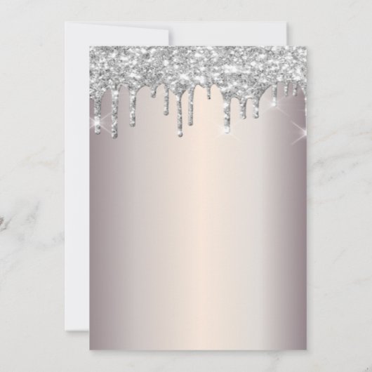 Invitation Verre Chic Vin Parties scintillant Argent Baisse R (Dos)