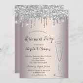 Invitation Verre Chic Vin Parties scintillant Argent Baisse R (Devant / Derrière)