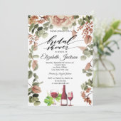 Invitation Verre de Bouteille de Vin Chic Fleurs Réception de (Debout devant)