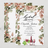 Invitation Verre de Bouteille de Vin Chic Fleurs Réception de (Devant / Derrière)
