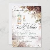 Invitation Verre de Bouteille de Vin Chic Fleurs Réception de (Devant)