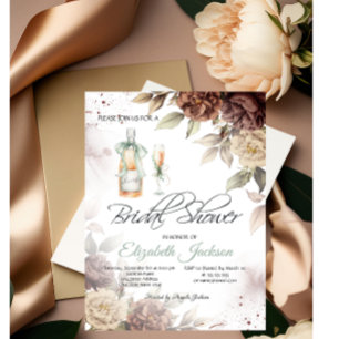 Invitation Verre de Bouteille de Vin Chic Fleurs Réception de