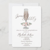Invitation Verre de Champagne Chic, Brunch Rose & Bubbly (Devant)