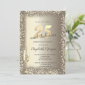 Invitation Verre de Champagne de luxe Gold Confetti Frame 25e (Debout devant)