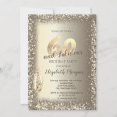 Invitation Verre de Champagne de luxe Gold Confetti Frame 60e (Devant)