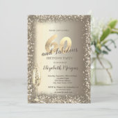 Invitation Verre de Champagne de luxe Gold Confetti Frame 60e (Debout devant)
