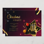 Invitation Verre de champagne de Noël (Devant / Derrière)