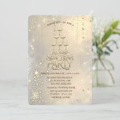 Invitation Verre de champagne, Étoile, Flacons de neige Noël (Debout devant)