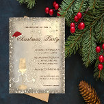 Invitation Verre de champagne Fête de Noël du Père Noël<br><div class="desc">Une élégante invitation de fête de vacances avec une coupe de champagne et le chapeau de Santa sur l'arrière - plan or. Ces belles invitations de Noël sont parfaites pour les invitations à des dîners de Noël, les invitations à des échanges de cadeaux de Noël, les collectes de fonds de...</div>