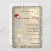 Invitation Verre de champagne Fête de Noël du Père Noël (Devant)