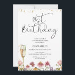 Invitation Verre de Champagne fleur sauvage 21e anniversaire<br><div class="desc">Verre fleur sauvage et Champagne Invitation 21e anniversaire Invitation Fleur sauvage à thème 21e anniversaire avec une belle disposition fleur sauvage multicolore et haute coupe de champagne couleur or. Cette invitation moderne fleur sauvage 21ème anniversaire dispose également d'une belle police d'image de police de calligraphie moderne et quelques points de...</div>