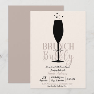 Invitation Verre de Champagne Noir Brunch Pétillant Brunch de