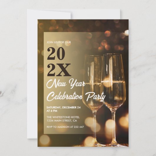 Invitation Verre de Champagne Nouvel An (Devant)