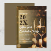 Invitation Verre de Champagne Nouvel An (Devant / Derrière)