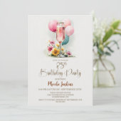 Invitation Verre de Champagne rose 85e anniversaire (Debout devant)