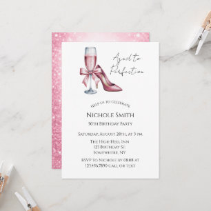 Invitation Verre de champagne rose vieilli à la perfection po