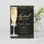 Invitation Verre de champagne, Roses, Fête des mariées de dia (Debout devant)