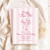 Invitation Verre de cocktail rose rétro à la main 40e anniver