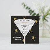 Invitation Verre de fête d'anniversaire adulte avec feux d'ar (Debout devant)