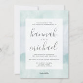 Invitation Verre de mer bleu Vert aquarelle Mariage moderne (Devant)