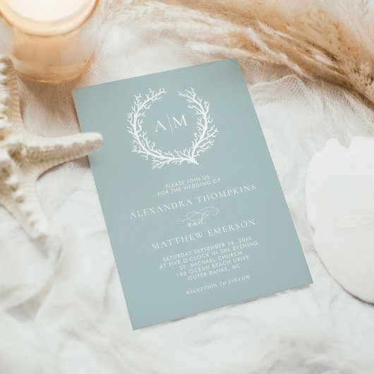 Invitation Verre de mer minimal Mariage de récif corallien na