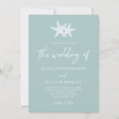 Invitation Verre de mer moderne Starfish Beach Script Mariage (Devant)