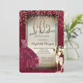 Invitation Verre de parties scintillant, Ballons, Robe rouge  (Debout devant)