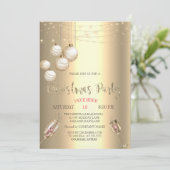 Invitation Verre de vin, Lumières, Boules Gold Christmas Comp (Debout devant)