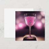 Invitation Verre de vin plein de pierres précieuses roses (Devant / Derrière)