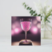 Invitation Verre de vin plein de pierres précieuses roses (Debout devant)
