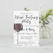 Invitation Verre de vin rouge aquarelle (Debout devant)