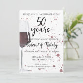 Invitation Verre de vin rouge aquarelle sur blanc (Debout devant)