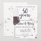 Invitation Verre de vin rouge aquarelle sur blanc (Devant / Derrière)