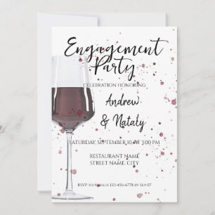Invitation Verre de vin rouge aquarelle sur blanc