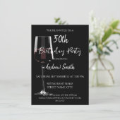 Invitation Verre de vin rouge sur fond noir (Debout devant)