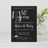 Invitation Verre de vin rouge sur noir (Debout devant)