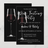 Invitation Verre de vin rouge sur noir (Devant / Derrière)