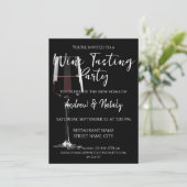 Invitation Verre de vin rouge sur noir (Debout devant)