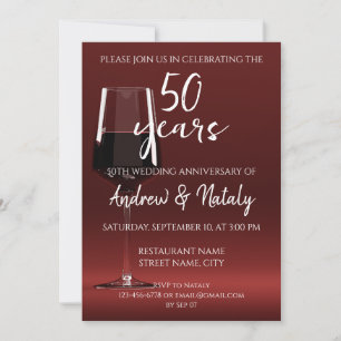 Invitation Verre de vin rouge sur rouge Anniversaire